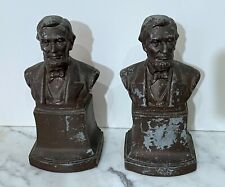 PAIR OF ANTIQUE METAL ABRAHAM LINCOLN HISTORICAL BOOKENDS picture