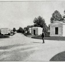 Man In Bowler Hat Crypts Mausoleum Architecture 1899 Victorian Design DWKK23 picture