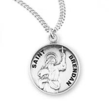 Elegant Patron Saint Brendan Round Sterling Silver Medal Size 0.9in x 0.7in picture