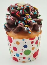 Chocolate Icing Cupcake Rainbow Sprinkle Ornament Birthday Vanilla Xmas 3.75