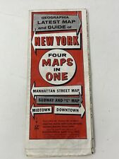 Vintage c 1950s Geographia New York City NYC Four Maps in One Pocket Map foldout picture