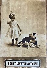 VINTAGE 1910 REAL PHOTO BOSTON TERRIER POSTCARD “I DON’T LOVE YOU ANYMORE” picture