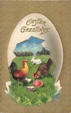 c1910 Fantasy Rabbit Hens Shell Hatched Eggs Germany Embossed Easter P279 picture