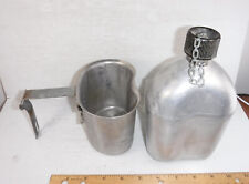Vintage 1945 US ARMY M-1910 ALUMINUM CANTEEN and Steel Canteen Cup picture
