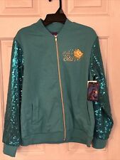 NWT DISNEY WISH I AM A STAR SEQUIN ZIPPER LONG SLEEVE JACKET  6/6X S TURQUOISE picture