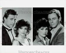 1985 Press Photo Actress Emma Samms with Co-Stars John James, Tristan Rogers picture