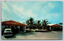 Vintage Postcard FL Hollywood Adobe Hacienda Motel 50s Car Chrome ~7431 picture