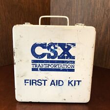Vintage CSX Transportation Railroad First Aid Kit Metal Empty Approx. 10x10x3 picture