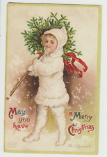 Little Girl, A/S Clapsaddle, , Merry Christmas, Pre-Linen  Postcard, Embossed picture