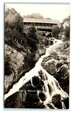 Postcard Falls at Barnet, VT Vermont below Covered Bridge RPPC L22 picture