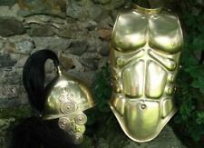 16ga Brass Medieval Knight Reenactment Muscle Armor Cuirass With Celtic Helmet  picture