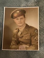 Vintage Headshot Picture Photo Military Army Technician Man WW2 WW II 3.5”x2.5” picture