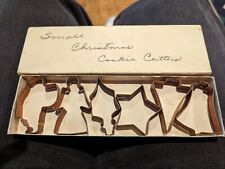 Vintage Boxed Set Of 6 Copper Hand Crafted Christmas Cookie Cutters - 70+ YEARS picture