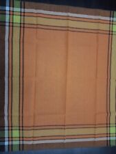 VTG Barker Textiles Plaid Woven Tablecloth Orange Brown Yellow 33
