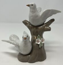 Vintage Porcelain White Doves On Branch Figuine By Casades Made in Spain 5.5” picture