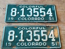 Vintage 1951 Colorado License Plate Pair picture