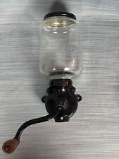 Vintage/Antique Arcade Glass Canister Wall Mount Mill Coffee Bean Grinder picture