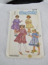 vintage 1980s simplicity 6772 girls dress pattern - CUT picture