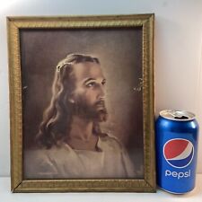 Vtg 1941 Small Framed JESUS Bust Warner Sallman Lithograph Print Religious picture