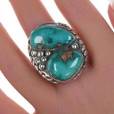 Sz11.5 Huge Vintage Native American sterling and turquoise ring picture