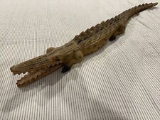 ALLIGATOR CROCODILE Carved Wood Wooden Hand Made One Of A Kind 39” Long picture