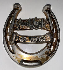Vintage Good Luck Las Vegas Metal Horseshoe Souvenir Paperweight Made in Japan picture