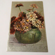 Greeting Postcard c1905 Flowers Glitter Silver Color Background picture