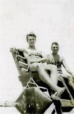 Two Lifeguards in Chair on the Beach 1930s gay man's collection 4x6  picture