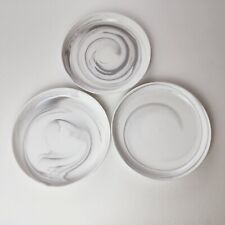 Set of 3 Artisanal Kitchen Supply Coupe Grey &White Marble Swirl Salad Plates picture