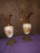 Pr. victoria Antique Matched Pair Wavecrest Mantle Ewer Floral Vases