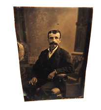 Antique Civil War Era Tin Type Photograph - Man Wearing Medal? picture