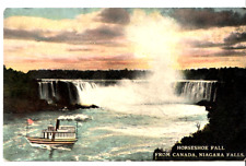 Horseshoe Fall From Canada Niagara Falls Steamboat Postcard Early 1900's A13 picture