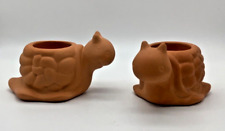 Terra cotta snail candle votive holder, Party Lite, Set of 2 picture