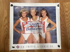 Vintage Budweiser Beer Poster Bikini Girls 1987 Wish They All Could Be 24x22 NOS picture