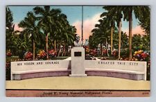 Hollywood FL-Florida, Joseph W Young Memorial, Vintage c1958 Souvenir Postcard picture