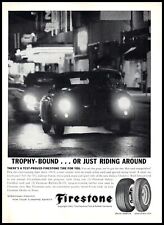 1961 Firestone Tires Vintage Print Ad Porsche 356 City Street at Night Wall Art picture