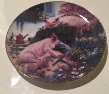 Danbury Mint Squealbarrow By Joan Wright Pigs In Bloom Plate No A922 picture