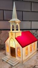 VINTAGE Plastic Red & White Light Up Village Church  picture