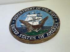Department of the Navy | Vintage Round Solid Wood Sign | USA | 1940's,50's,60's? picture