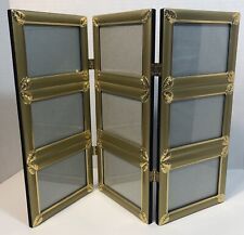 3x5 Antique Vintage Gold Plated Leaf Accents Trifold Picture Photo Frame picture
