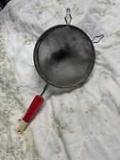 Vintage Red  and White Handle Bakelite Hand Sifter Strainer  picture