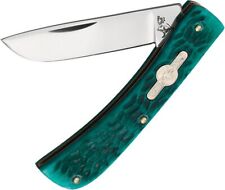 German Bull Dirt Buster Folding Knife Stainless Steel Blade Green Bone Handle picture