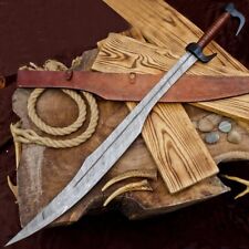 Handmade Damascus Steel 300 Spartan Sword Replica/ Medieval Sword/ Leather Cover picture