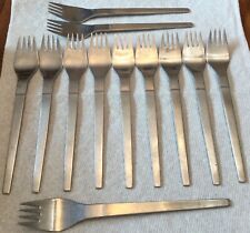 Danish Flair Mid-Century Stainless Flatware Salad Dinner Forks MCM Set of 12 picture