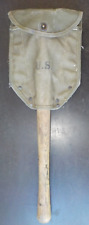Vtg US Wood Military Army Folding Shovel Entrenching Tool & Cover WWII WW2 picture