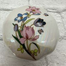 Vintage Porcelain Jewelry Box Floral Opalescent China LVC 1989 picture