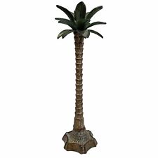 Vintage Heavy 13.5” Tall Metal Palm Tree Candle Holder picture
