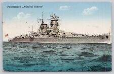 Postcard German Naval Battleship Panzerschiff Admiral Scheer Military Warship picture
