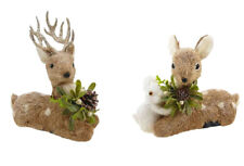 Ashland Brand Natural Sitting Deer with Mistletoe & Pinecone Christmas Figures  picture