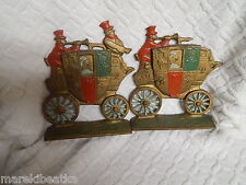 ANTIQUE ENGLISH 1910's NUYDEA ROYAL MAIL  CARRIAGE  IRON PAINTED BOOKENDS picture